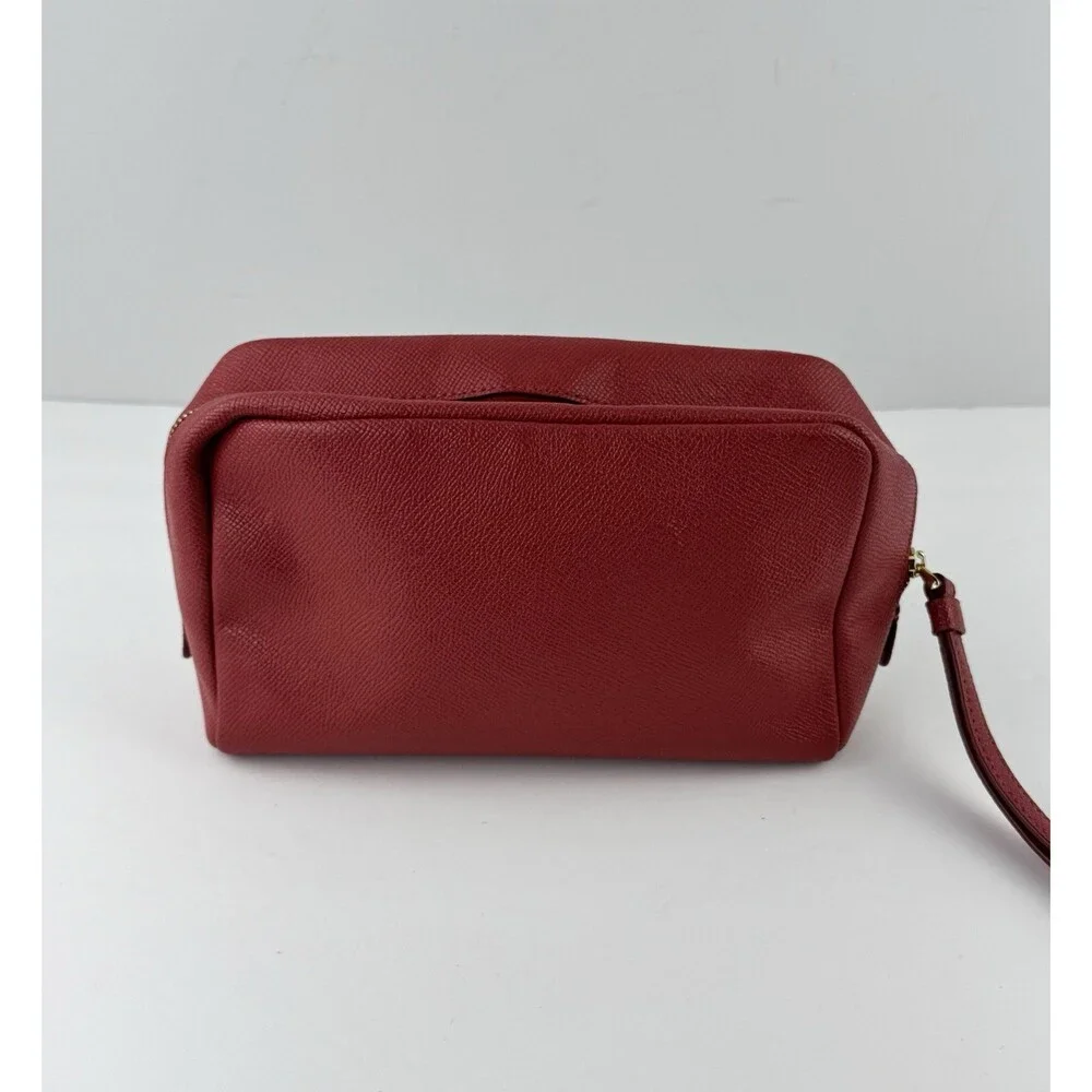 Coach Red Zip Cosmetic Makeup Bag Pouch with Zipper Closure